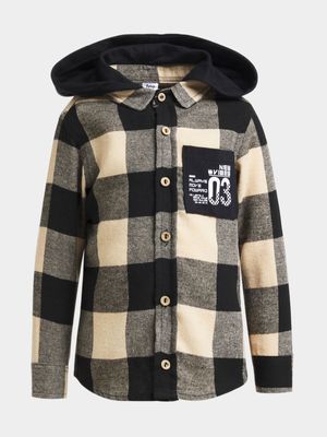 Jet Younger Boys Stone/Black Flannel Shirt