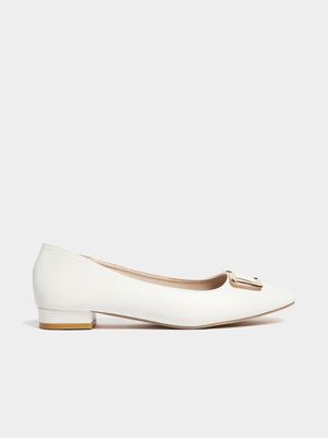 Jet Women's White Buckle Court Shoes