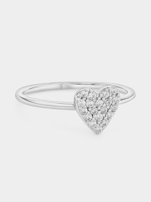 Sterling Silver Cubic Zirconia Pavé Heart Ring