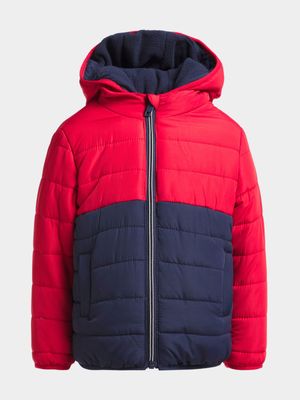Jet Younger Boys Red/Navy Puffer Jacket