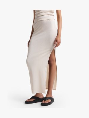 Women's Stone Co Ord Maxi Skirt With Slit