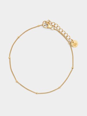 Gold Plated Sterling Silver Ball & Chain Station Bracelet