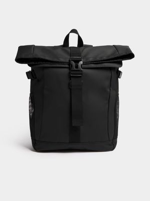 Men's Markham Coated Foldover Black Backpack