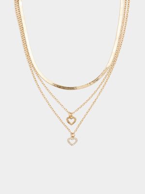 Women's Gold Double Heart Necklace