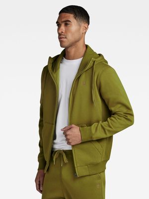 G-Star Men's Premium Core Hooded Zip Thru Green Sweater