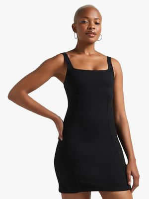 Women's Black Denim Bodycon Mini Dress