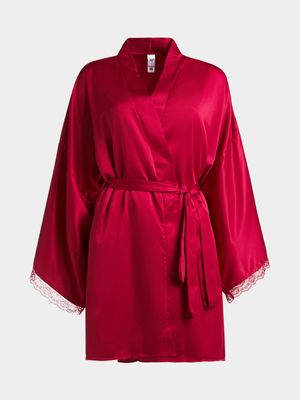 Jet Women's Red with Lace Satin Gown Sleepwear