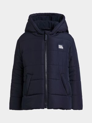 Younger Boy's Navy Puffer Jacket