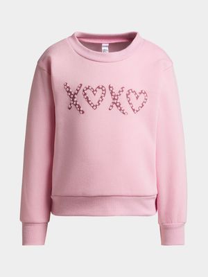 Younger Girl's Pink Graphic Print Sweat Top
