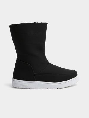 Younger Boy's Black Snow Boots