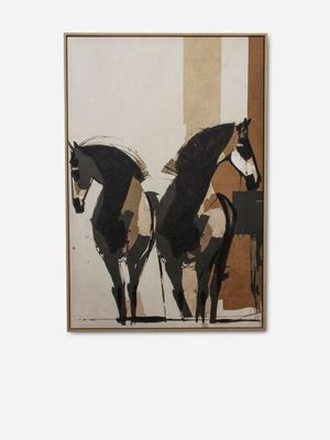 Framed Handpainted Horses 80 x 120cm