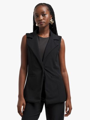 Jet Women's Black Sleeveless Waistcoat