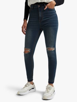 Redbat Women's Medium Wash High Rise Super Skinny Jeans