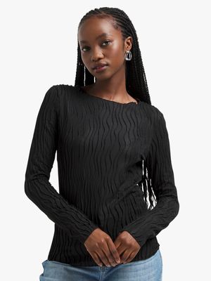 Jet Women's Black Long Sleeved Knit Top