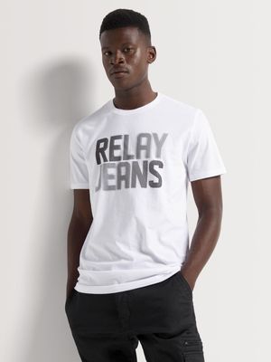 Men's Relay Jeans Gradient Holographic White T-Shirt