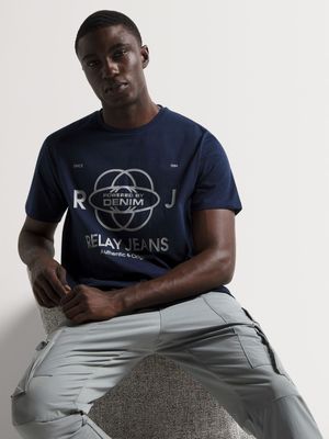 Men's Relay Jeans Swirl Tech Navy Graphic T-Shirt