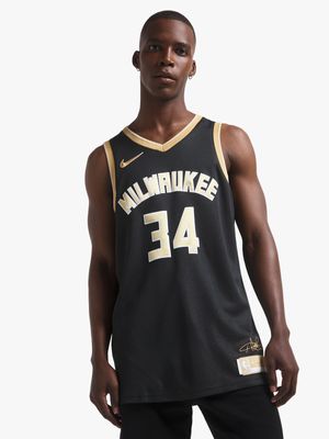 Nike Men's Giannis Antetokounmpo Milwaukee Bucks 2024 Select Series Dri-FIT NBA Swingman Black/Gold Jersey
