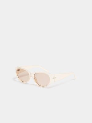 Women's Beige Oval Frame Sunglasses