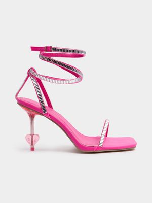 Women's Pink Heart Heeled Sandals