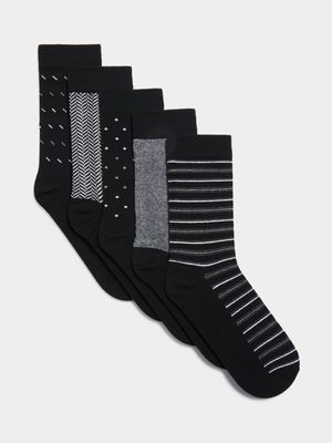 Men's Markham 5 Pack Zig Zag Black/Grey Socks