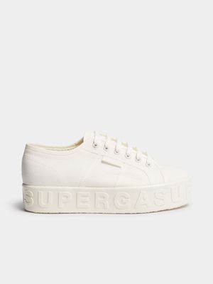 Superga Women's 2790 3D Lettering White Sneaker