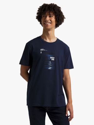 Men's Navy Graphic Print T-Shirt