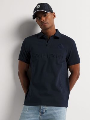 Fabiani Men's Embossed Quilted Navy Polo