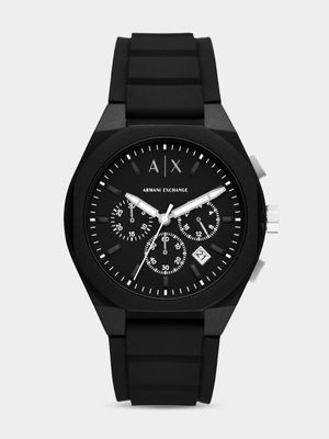 Armani Exchange Black Silicone Chronograph Watch