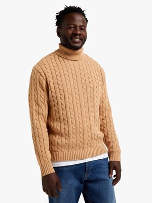 Jet Mens Stone Cable Knit Poloneck