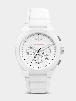 Armani Exchange White Chronograph Silicone Watch