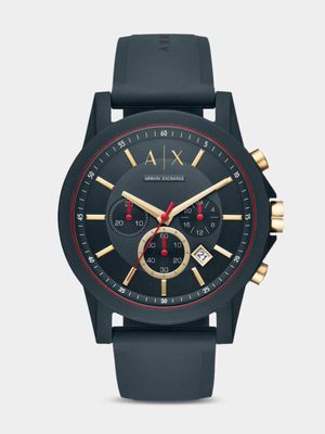 Armani Exchange Blue Silicone Chronograph Watch