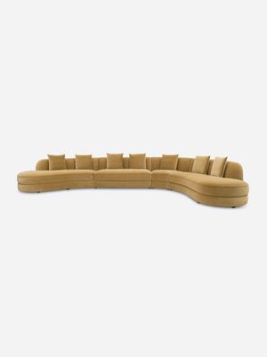 Demilune Curved Modular Sofa Cotton Velvet Stone
