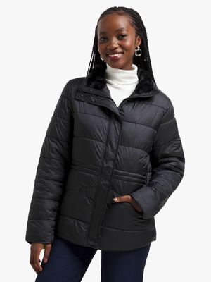 Women's Black Quilted Puffer Jacket