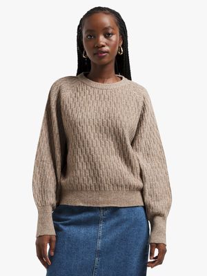 Women's Brown Textured Knit Jersey