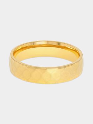 Stainless Steel Gold Plated Facet Ring
