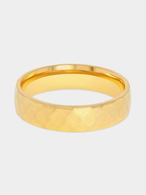 Stainless Steel Gold Plated Faceted Ring