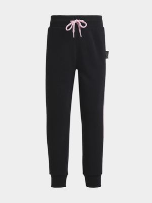 Younger Girl's Black Colour Block Joggers