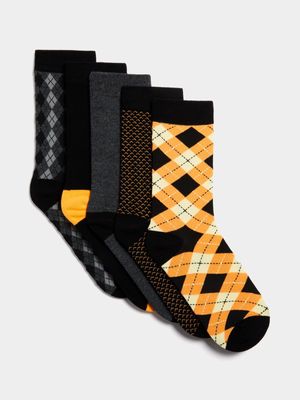 Men's Markham 5 Pack Argyle Multicolour Socks
