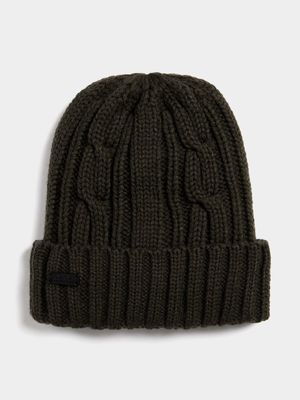 Men's Markham Cable Knit Sherpa Fatigue Beanie
