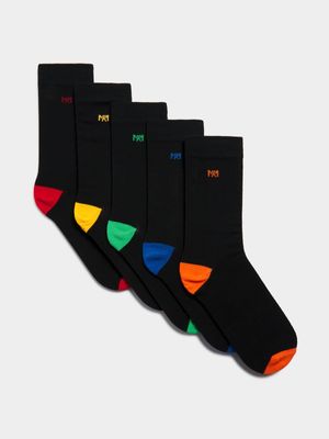 Men's Markham 5 Pack Heel Toe Black Socks