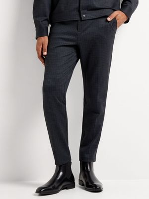 Men's Markham Smart Slim Knitted Check Navy/Grey Trouser