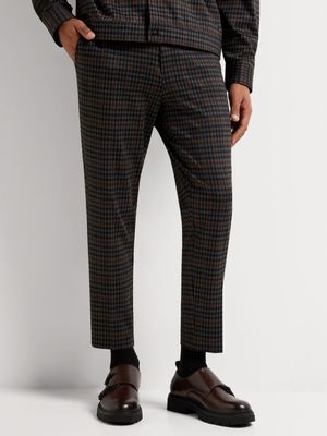 Men's Markham Smart Slim Knitted Houndstooth Navy/Rust Trouser