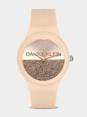 Daniel Klein Nude Plastic Rose Glitter Dial Silicone Watch