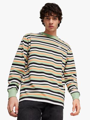 Puma Men's Downtown 180 Long Sleeve Striped Multicolour T-shirt