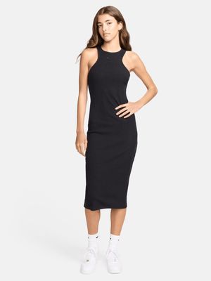 Nike Women's NSW Chill Knit Slim Sleeveless Ribbed Midi Black Dress