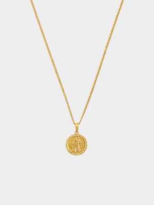 Stainless Steel Gold Plated St. Christopher Pendant