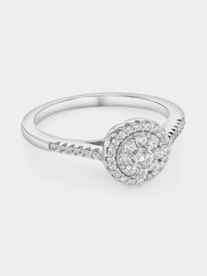 Sterling Silver Cubic Zirconia Round Halo Ring