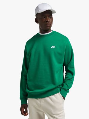 Mens Nike Sportswear Club Fleece Green Crew Top