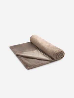 Heathered Faux Fur Blanket Browns 150x240