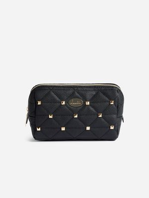 Luella Quilted Medium Cosmetic Bag with Stud Detail